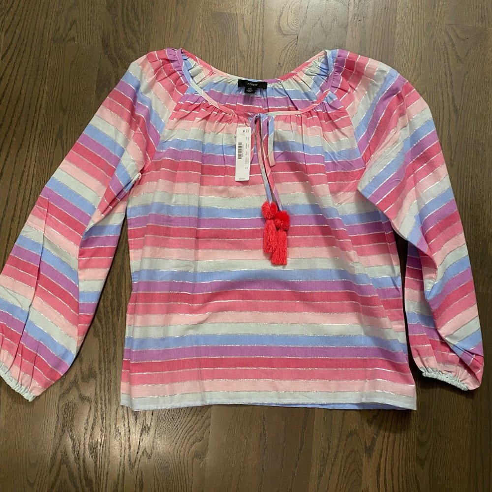 JCREW Rainbow Unworn Peasant Top with Tassels